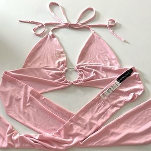 Pretty Little Thing light pink wrap top size 6